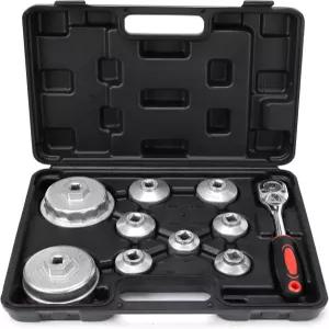 MOFEEZ 오일 필터 렌치 세트 10피스 소켓 3/8인치 드라이브 메트릭 캡 제거 도구 키트 도요타 폭스바겐 BMW