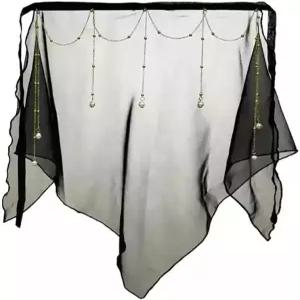 구슬 체인이 달린 여성용 쉬어 페이스 베일 벨리 댄싱 마스크 중국 한푸 의상 액세서리