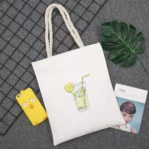 [라일리] Rly 모히또 한잔 캔버스 화이트 면가방 지퍼형 캔버스