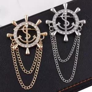 정장용 마린 스타일 큐빅 장식 브로치 1P 머플러 스카프핀