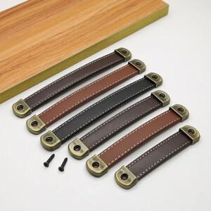 가구 캐비닛 도어 핸들 소 가죽 미니 소형 소형 옷장 서랍  나무 상자  손잡이