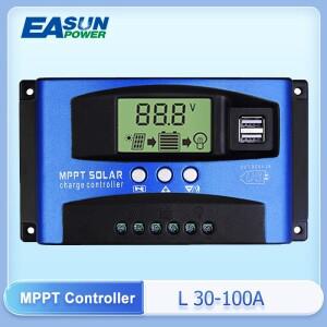 MPPT 태양열 충전 컨트롤러 30/40/50/60/100A 12V/24V 듀얼 USB LCD 디스플레이 자동 패널 레귤레이터
