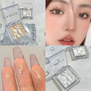 다이아몬드 하이라이터 파우더 팔레트 클리어 브라이트닝 페이스 컨투어 편광 핑크 글리터 아이 메이크업