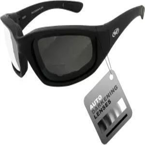 글로벌 비전 편광 자동 다크닝 포토크로믹 모터사이클 선글라스 패딩 블랙 프레임 라이트 그레이를 스모크