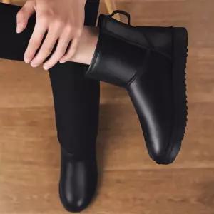 남성 겨울 방한 블랙 레더 사이드 지퍼 기모 신발 부츠여성 방한화 털여성 남자 키즈 부츠 유아 여아 아기