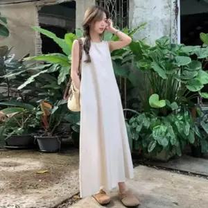 [라일리여성의류] Rly 여성 여름 민소매 슬리브리스 백트임 롱 원피스