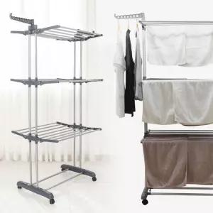 6단 빨래건조대 와이드 접이식 이동식 바퀴 공간활용 튼튼 걸이 대형 튼튼한 원룸 수건 Y형 이불
