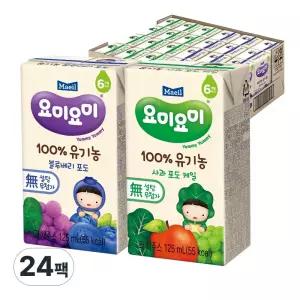 요미요미 유기농 주스 125ml 블루베리포도12+사과포도케일12
