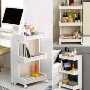 국산 이동식 트롤리 선반 3단 다용도실선반 화이트