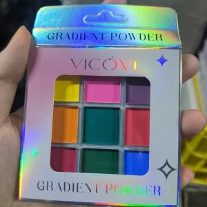 9색 솔리드 레인보우 네일 파우더 팔레트 바디/네일/아이 메이크업 장식 용  채도 그라디언트 크롬 안료 먼