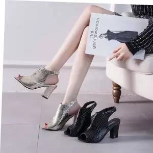 쿠션샌들 여성 하이힐 토오픈 슬링백 샌들 666