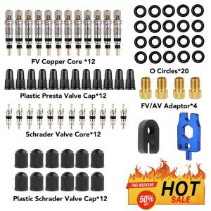 7-74PCS 프레스타 밸브 코어 황동 FV 노즐 교체용 MTB 로드 바이크 튜블리스 서비스 부품 합금 제거 도구 O