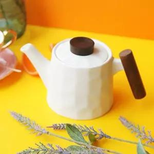 로렐 티포트 4컬러도자기 차주전자 도자기 우드손잡이 포트