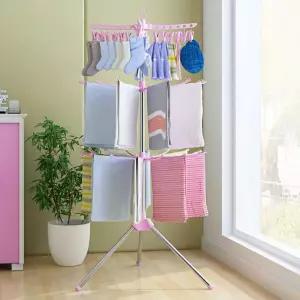 다용도 3단 회전 빨래 건조대 실내외 사용 가능식 도대 베란다 스탠드형 3단행거 걸이대 접이식수건걸이 세