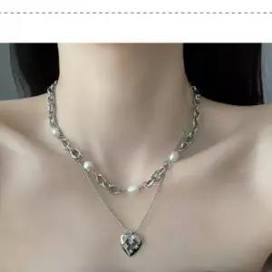 [셀러에이드]스틸 초커 체인 실버 두줄 롱 네크리스 목걸이