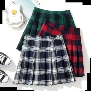 단체유니폼 교복몰 A라인 하이웨스트 플리츠 체크 스커트(3컬러)