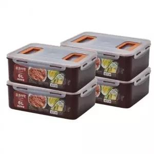 국산 진공 김치통 2+2 김치 보관용기 밀폐용기 6L