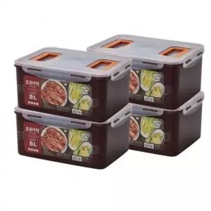 국산 진공 김치통 2+2 김치 보관용기 밀폐용기 8L