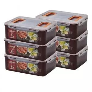 국산 진공 김치통 3+3 김치 보관용기 밀폐용기 6L
