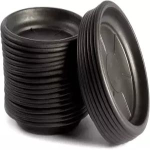 Juvale 24팩 화분용 소형 플라스틱 식물 접시 4인치 드립 트레이 실내외 꽃(블랙)