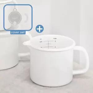 실리콘 뚜껑+손잡이+법랑 편수냄비(중) 세트12cm이유식 인덕션 직화 법랑솥 용품 이유식용 미니