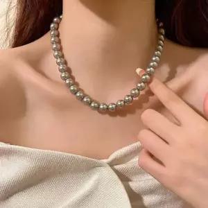 [알티피아]빈티지 레이어드 진주 구슬 장식 초커 목걸이 여성용