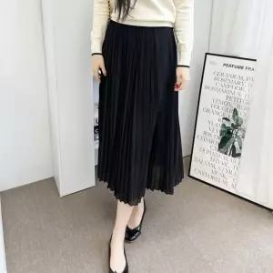 심플 플리츠 타입 여자 허리밴딩 쉬폰 롱스커트하의 주름 쉬스커트 여성 밴스커트