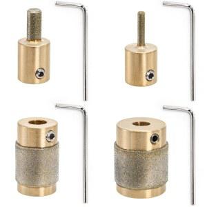 Hedume 4개의 유리 그라인더 비트 세트, 1 3/4 1/4 1/8 인치 다이아몬드 헤드 도구 조합 4 사이즈 황동 코어 스테인드 글라스