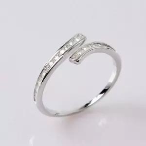 오픈형 실버 큐빅 반지 백금 도금 링