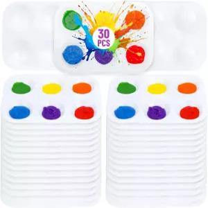 Mr. Pen- 플라스틱 페인트 팔레트 30팩 6개의 우물 흰색 직사각형 트레이 DIY 공예품