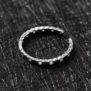 백금도금 오픈링 웨이브 반지 쇼핑백 포함 세련된 디자인