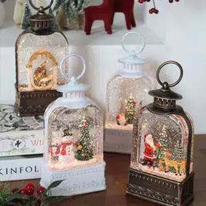 23013 크리스마스 직사각 랜턴 워터볼 오르골 4type선물 인테리어 장식품 스노우볼 볼오르골 볼장식 멜로디