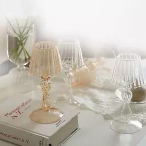 키밍 빈티지 유리 촛대 캔들 홀더 라이트 인테리어 스탠드 들홀더 크리스탈 엔틱소품 조명 글라스 들받침