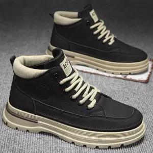심플 캐주얼 디자인 남성 키높이 하이탑 워커 남자 부츠 첼시 높이 방한화 안전화 바이크 앵글 구두 전술화