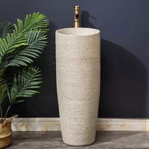 일체형 스탠딩 세면대 원형 세라믹 클래식 도기 모던 A