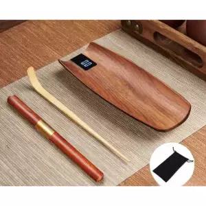 다도 저울 미니 디지털 전자 녹차잎 홍차 우드 꽃 월넛