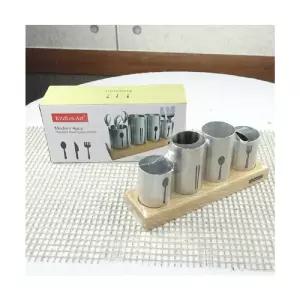 키친아트 모던 스텐 수저통 4구사각 플라스틱 스탠드 업소용 가정용 다용도 멀티 분리형