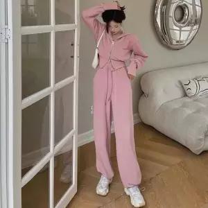 [다잇템] 여자 트랙수트 빅사이즈 넓은 클래식 탱크 후디집업 펌킨소매 세트_24492085_588872