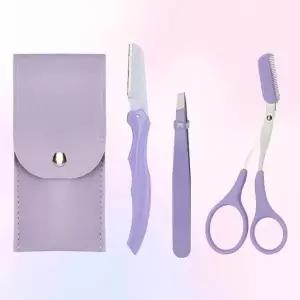 [셀러허브]미용 눈썹정리 세트 남여 휴대용 트위저 가위 칼 3종 (S41589338)