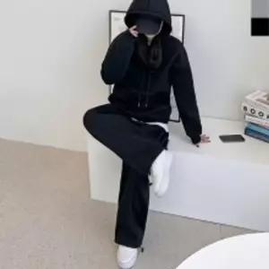 여자 기모 후드티 사이드 스냅 와이드 팬츠 세트츄리닝상하 여성레이닝 레이닝복 복셋