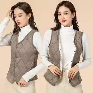 여성 경량 브이넥 솜패딩 조끼 캠핑 등산 베스트