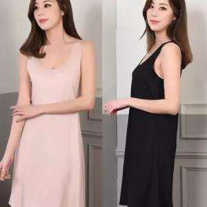 천연 쿨 인견 여성 롱 슬립 런닝 무지 기본 원피스 여름잠옷 여친선물 여자친구 선물용 신혼여행 결혼 편한