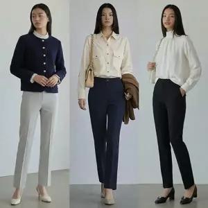 여성 슬림핏 부츠컷 뒷밴딩 슬렉스 3종 세트