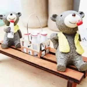 밀크 곰돌이 미니어처 세트거실인테리어소품 카페 빈티지 실내장식 홈데코 겨울아이템 선반꾸미기 테이블