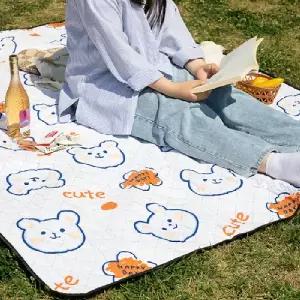 ( )BS 캐릭터 피크닉 매트 곰돌이 돗자리 양면 방수 소풍 캠핑 휴대용 나들이 야외 한강 아이