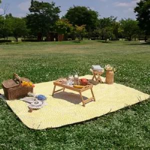 ( )BS 피크닉 매트 M-L 브이옐로우 돗자리 양면 방수 소풍 캠핑 비치 휴대용 나들이 야외