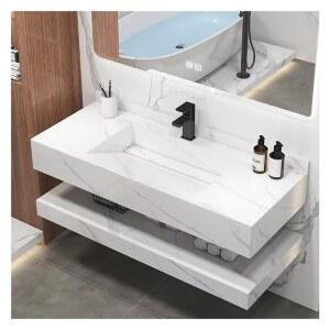 모던 럭셔리 24인치 욕실 캐비닛 세면대 거울 콤보 직사각형 벽걸이 스마트 LED