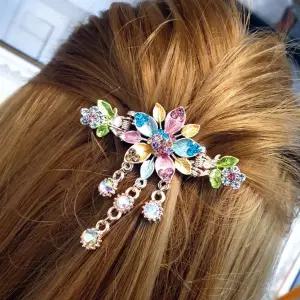 럭셔리 오색 플라워 올림머리 헤어 집게핀 포인트핀장식 올림핀 당고 악세사리 여성핀 보석핀 헤어핀