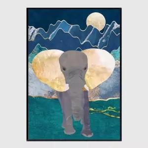 동물 액자 Moonlight golden elephant A2사이즈벽장식 그림 작품 선물용 집들이 개업 인테리어 걸이품 소품