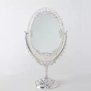퀸스실버 앤틱 저소음양면탁상거울(타원형-대)테이블 회전 스탠드 인테리어 홈데코 장식 소품